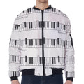 Piano Pattern Print Zip Sleeve Bomber Jacket