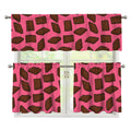 Pieces of Chocolate Pattern Print 3 Piece Kitchen Curtains