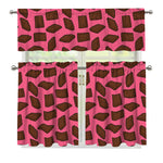 Pieces of Chocolate Pattern Print 3 Piece Kitchen Curtains