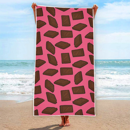 Pieces of Chocolate Pattern Print Beach Towel