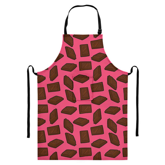 Pieces of Chocolate Pattern Print Bib Apron With Pocket