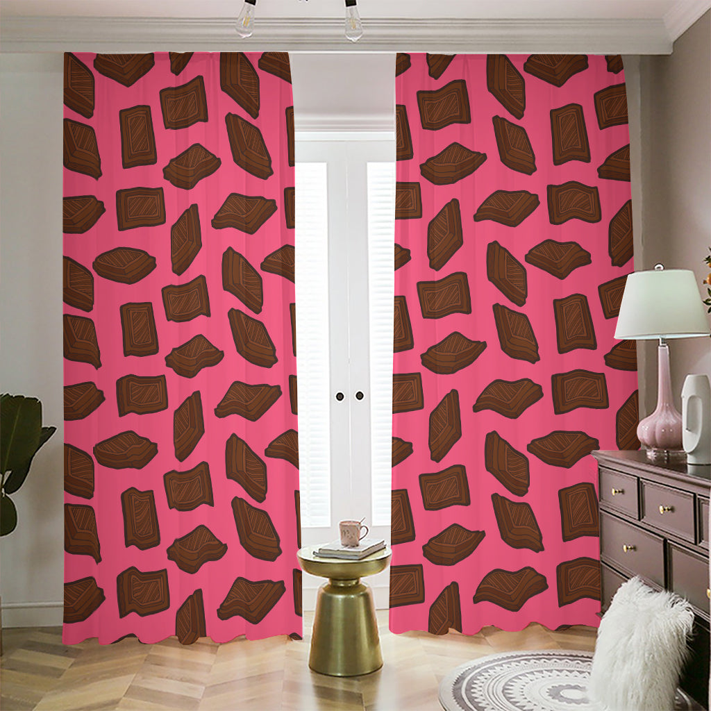 Pieces of Chocolate Pattern Print Blackout Pencil Pleat Curtains