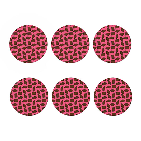 Pieces of Chocolate Pattern Print Coaster Set