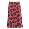 Pieces of Chocolate Pattern Print Cotton Front Slit Maxi Skirt