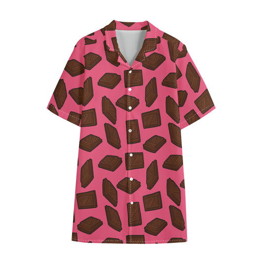 Pieces of Chocolate Pattern Print Cotton Hawaiian Shirt