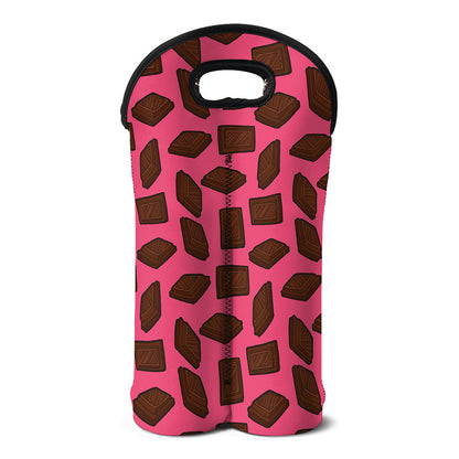 Pieces of Chocolate Pattern Print Double Neoprene Wine Tote