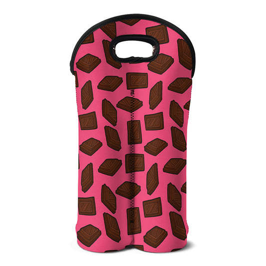 Pieces of Chocolate Pattern Print Double Neoprene Wine Tote