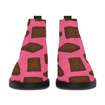 Pieces of Chocolate Pattern Print Flat Ankle Boots