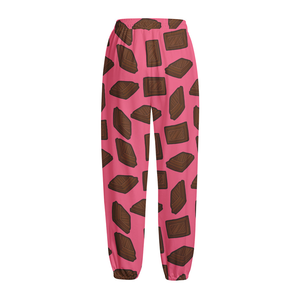 Pieces of Chocolate Pattern Print Fleece Lined Knit Pants