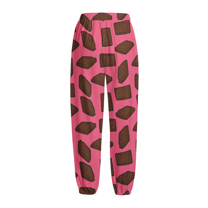 Pieces of Chocolate Pattern Print Fleece Lined Knit Pants