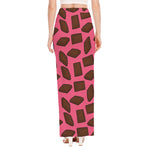 Pieces of Chocolate Pattern Print High Slit Maxi Skirt