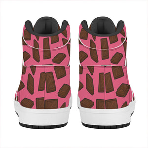 Pieces of Chocolate Pattern Print High Top Leather Sneakers