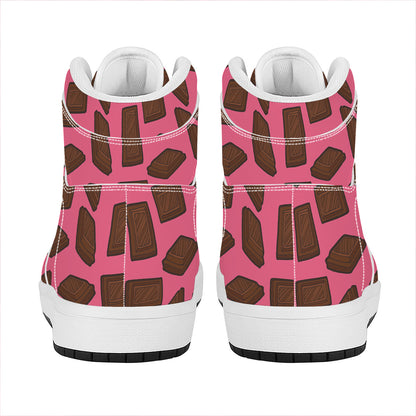Pieces of Chocolate Pattern Print High Top Leather Sneakers
