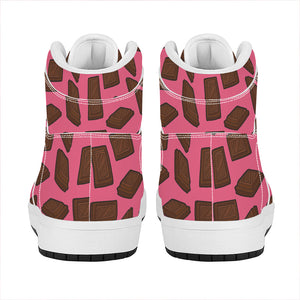 Pieces of Chocolate Pattern Print High Top Leather Sneakers