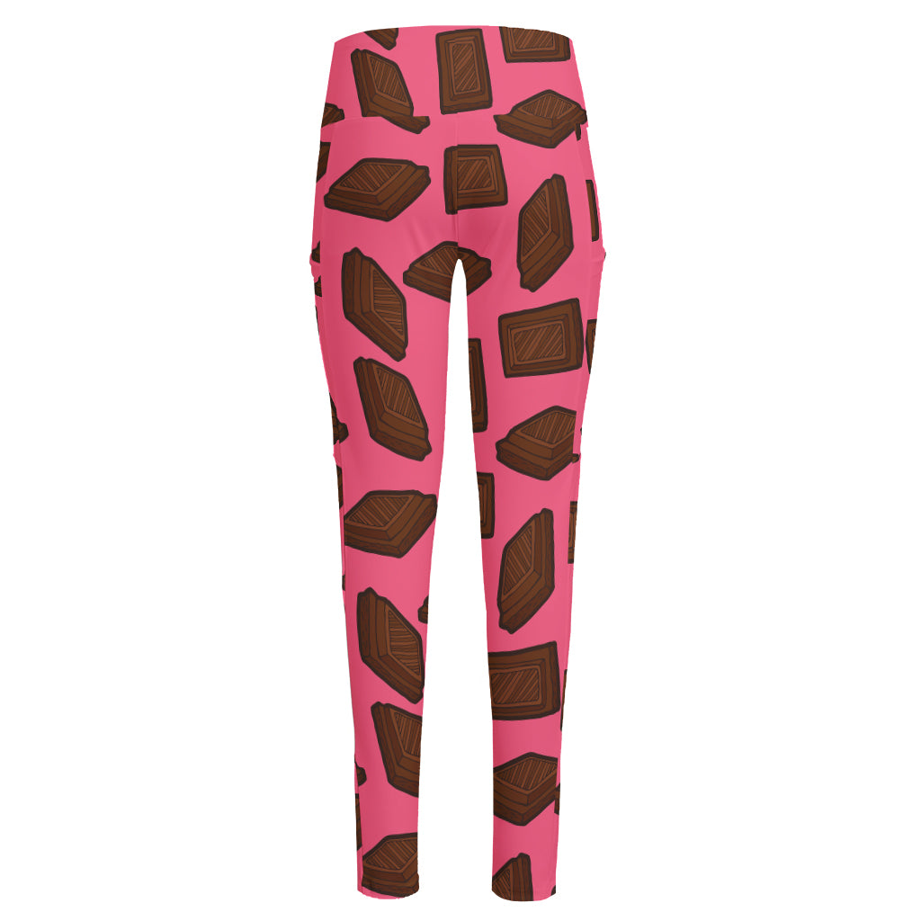 Pieces of Chocolate Pattern Print High-Waisted Pocket Leggings