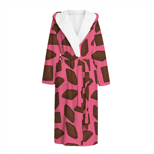 Pieces of Chocolate Pattern Print Hooded Bathrobe