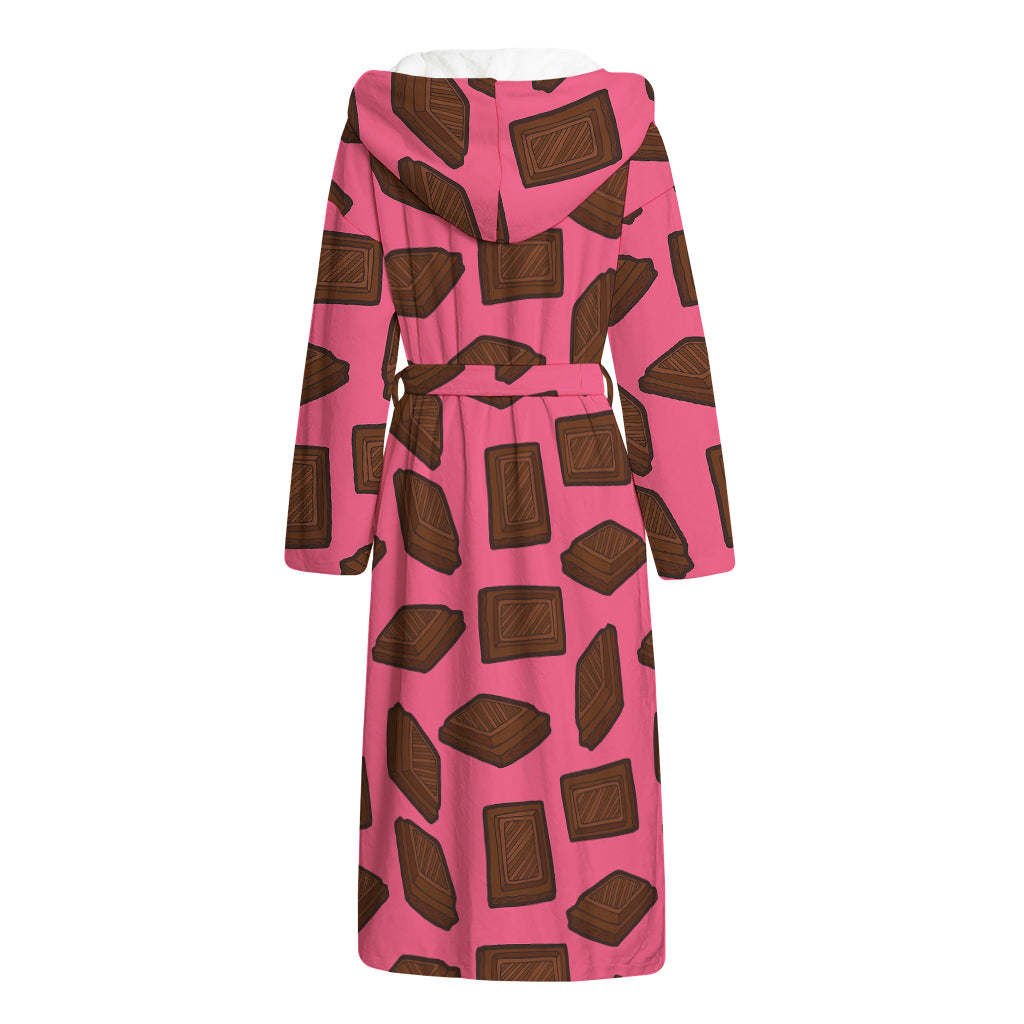 Pieces of Chocolate Pattern Print Hooded Bathrobe