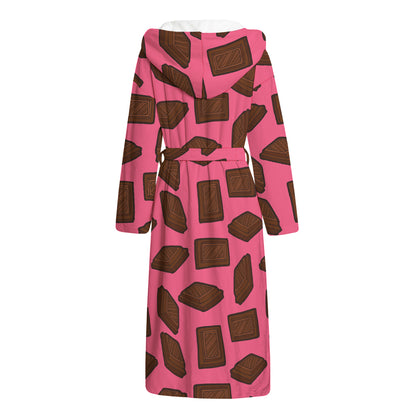 Pieces of Chocolate Pattern Print Hooded Bathrobe