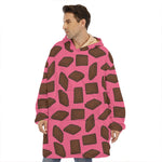 Pieces of Chocolate Pattern Print Hoodie Blanket