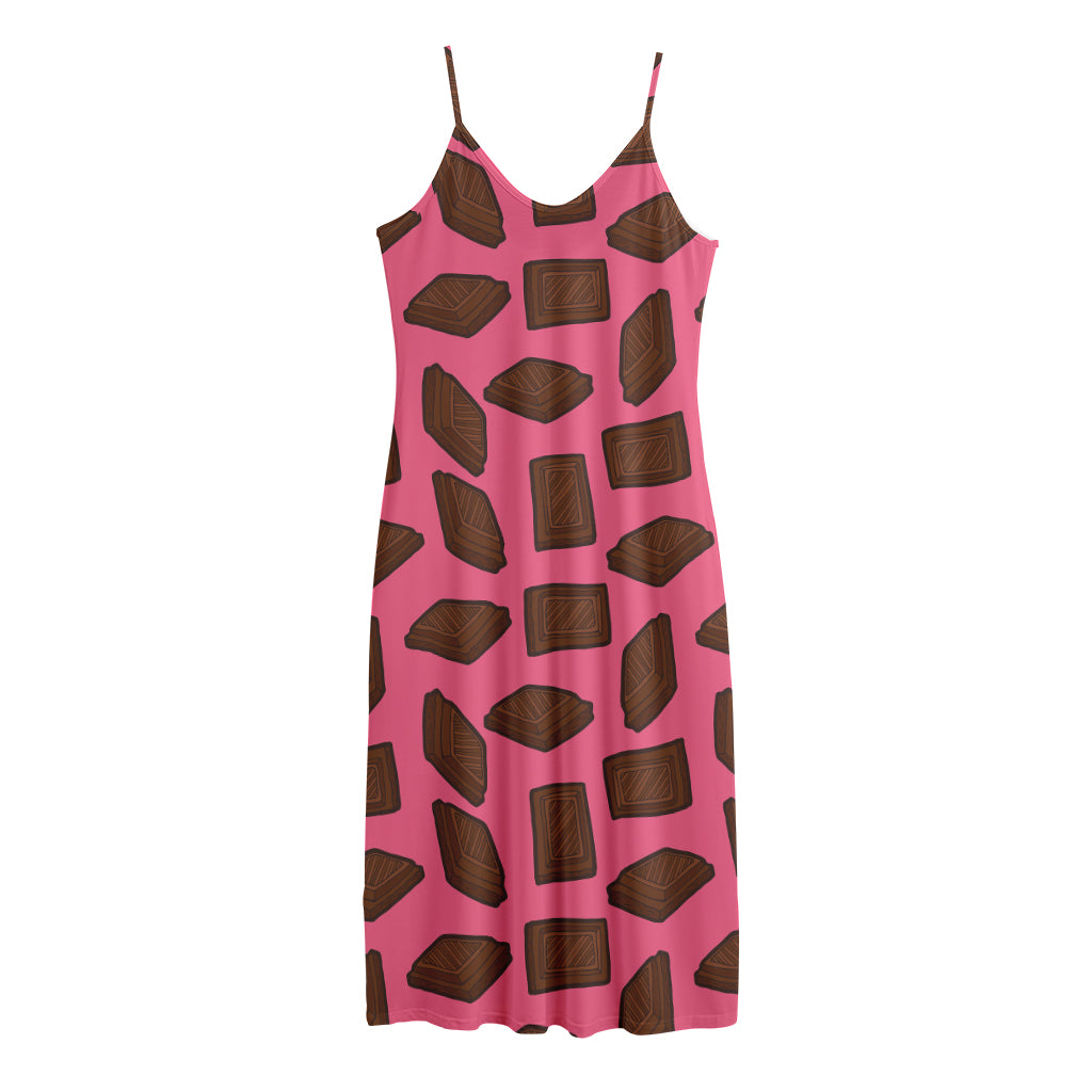 Pieces of Chocolate Pattern Print Jersey Midi Cami Dress