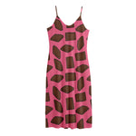 Pieces of Chocolate Pattern Print Jersey Midi Cami Dress