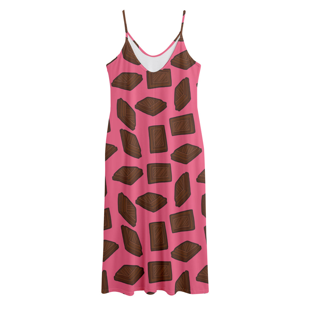 Pieces of Chocolate Pattern Print Jersey Midi Cami Dress