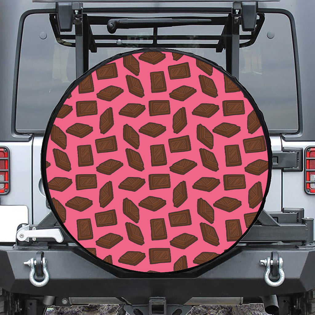 Pieces of Chocolate Pattern Print Leather Spare Tire Cover
