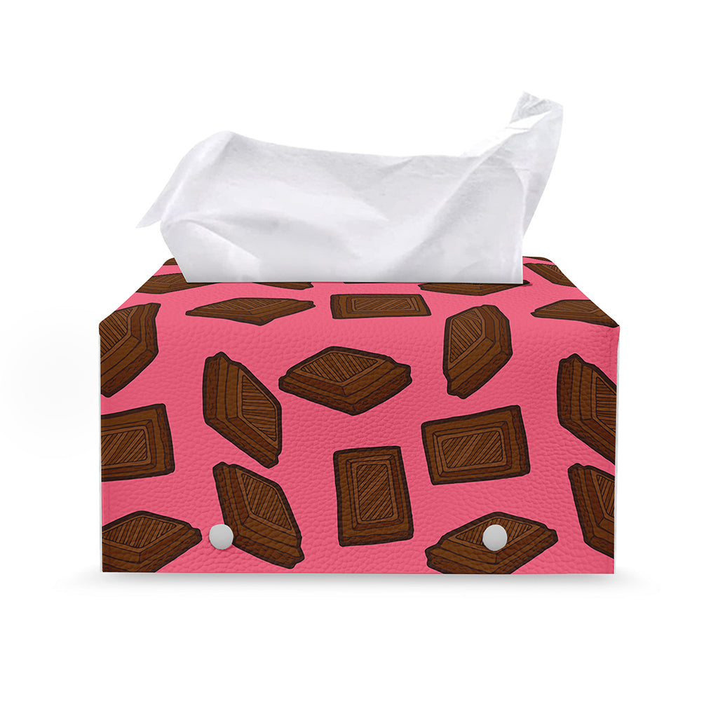 Pieces of Chocolate Pattern Print Leather Tissue Box Cover