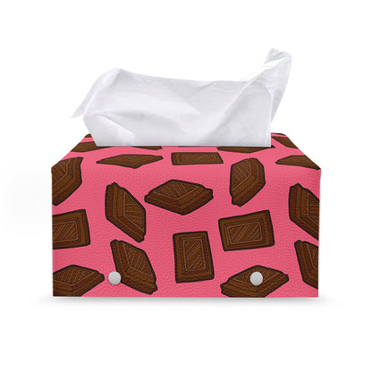Pieces of Chocolate Pattern Print Leather Tissue Box Cover