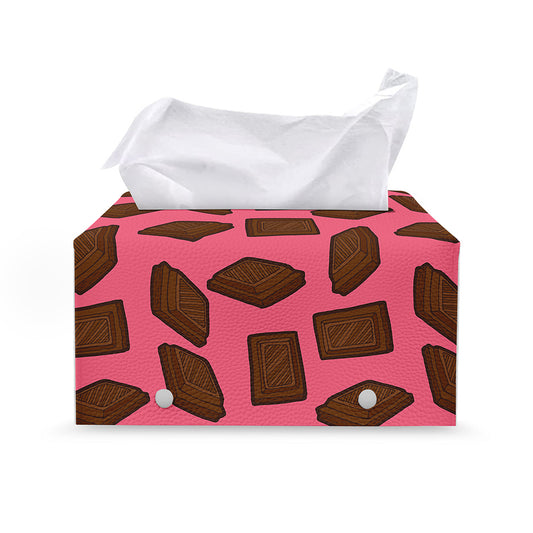Pieces of Chocolate Pattern Print Leather Tissue Box Cover
