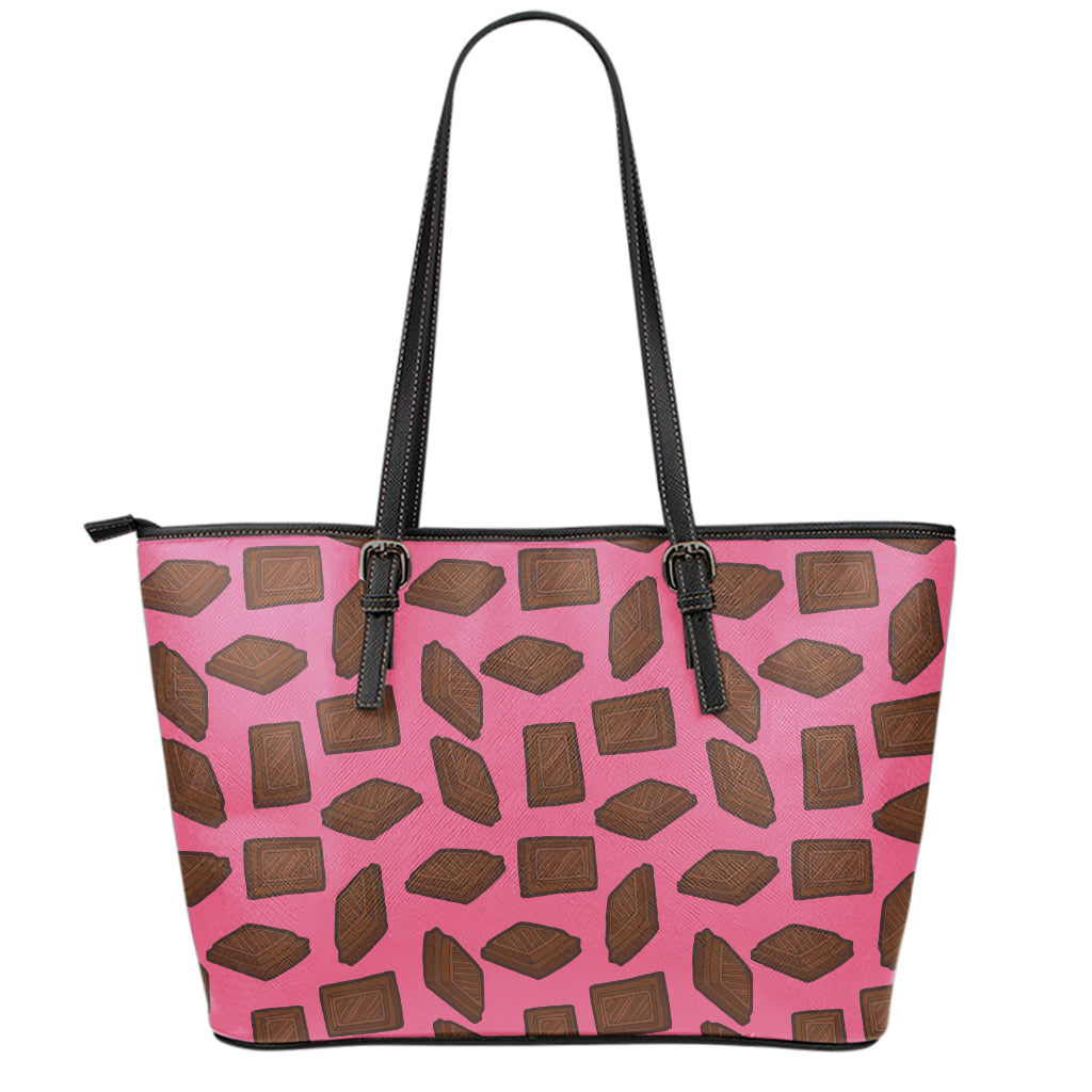 Pieces of Chocolate Pattern Print Leather Tote Bag