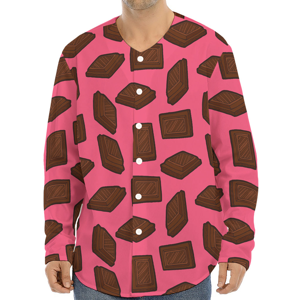 Pieces of Chocolate Pattern Print Long Sleeve Baseball Jersey