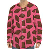 Pieces of Chocolate Pattern Print Long Sleeve Baseball Jersey