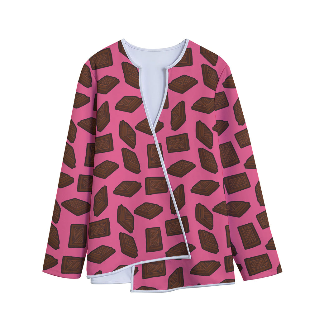 Pieces of Chocolate Pattern Print Long Sleeve Short Coat