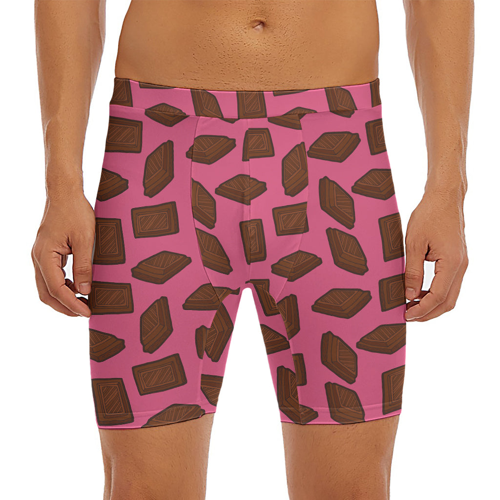 Pieces of Chocolate Pattern Print Men's Long Boxer Briefs