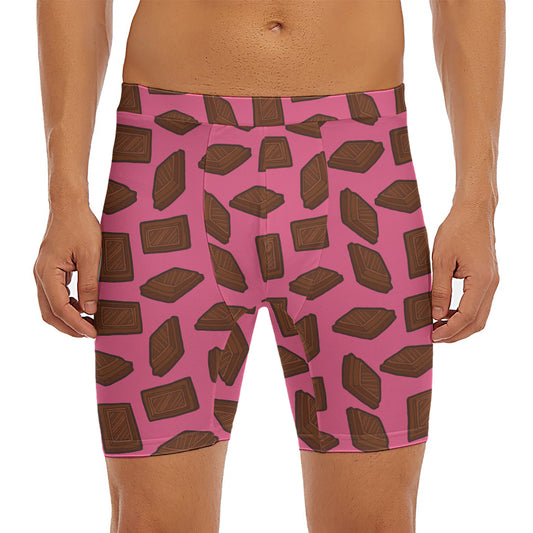Pieces of Chocolate Pattern Print Men's Long Boxer Briefs