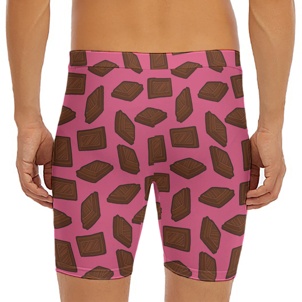 Pieces of Chocolate Pattern Print Men's Long Boxer Briefs