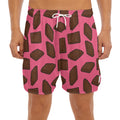 Pieces of Chocolate Pattern Print Men's Split Running Shorts