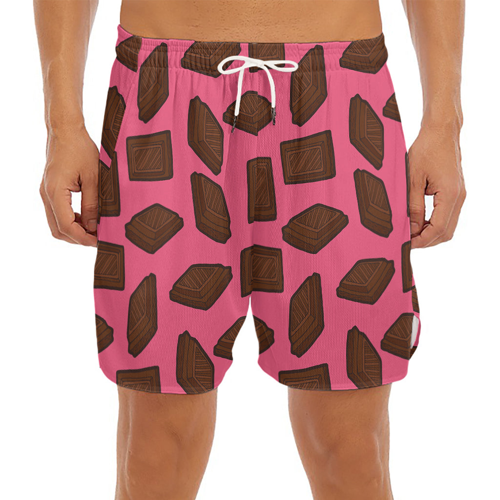 Pieces of Chocolate Pattern Print Men's Split Running Shorts
