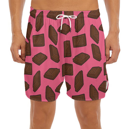 Pieces of Chocolate Pattern Print Men's Split Running Shorts