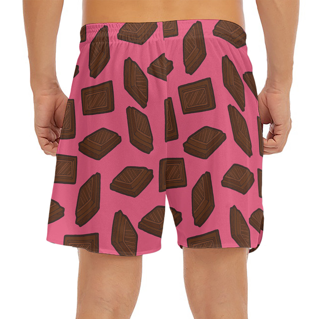 Pieces of Chocolate Pattern Print Men's Split Running Shorts