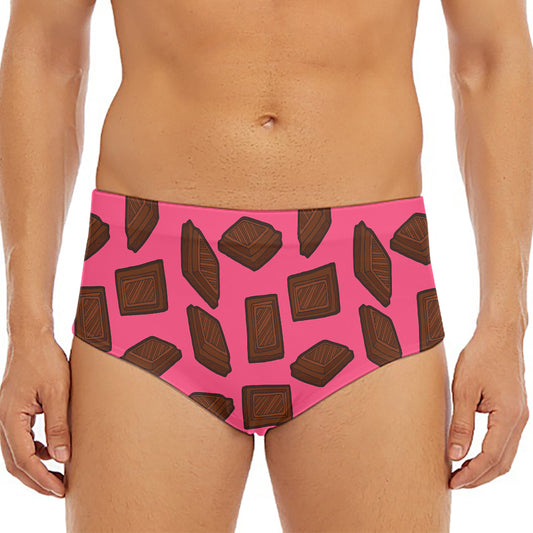 Pieces of Chocolate Pattern Print Men's Triangle Swim Briefs
