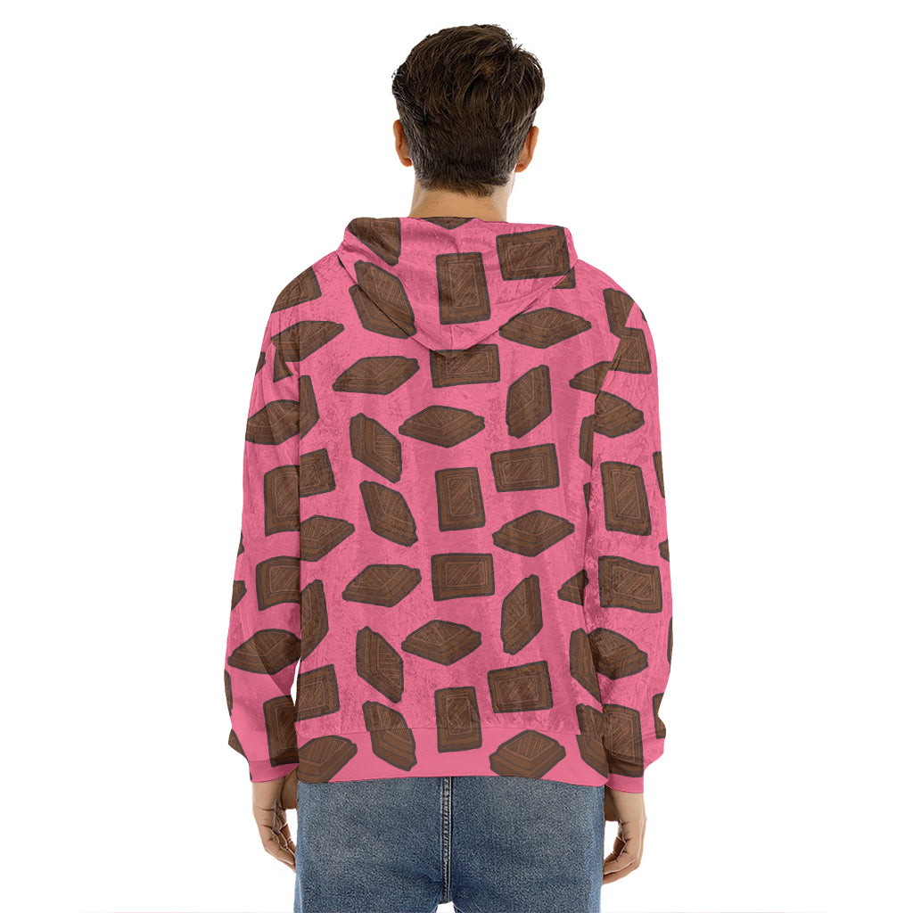 Pieces of Chocolate Pattern Print Men's Velvet Pullover Hoodie
