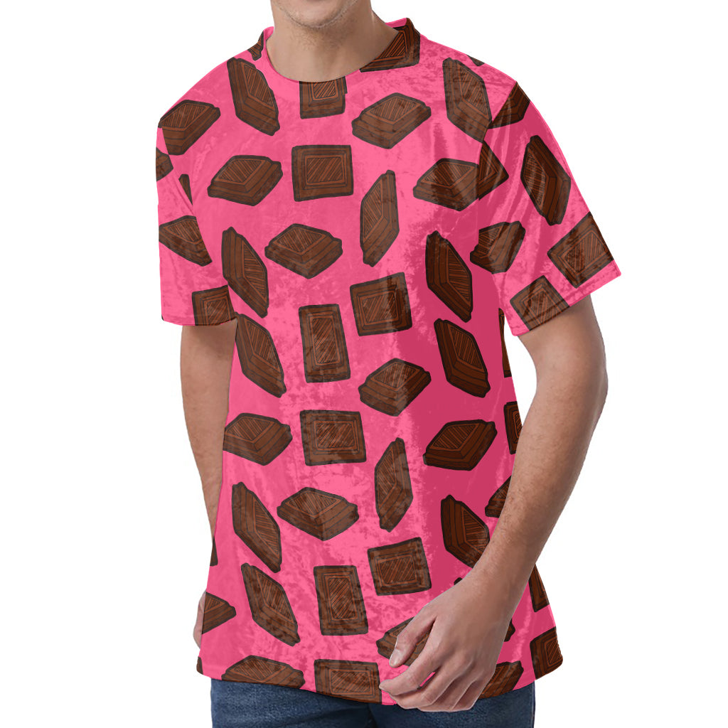 Pieces of Chocolate Pattern Print Men's Velvet T-Shirt