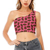 Pieces of Chocolate Pattern Print One Shoulder Crop Top