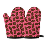 Pieces of Chocolate Pattern Print Oven Mitts