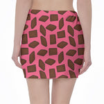 Pieces of Chocolate Pattern Print Pencil Mini Skirt