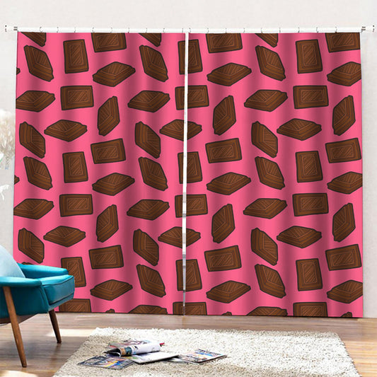 Pieces of Chocolate Pattern Print Pencil Pleat Curtains
