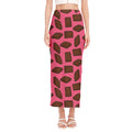 Pieces of Chocolate Pattern Print Side Slit Maxi Skirt