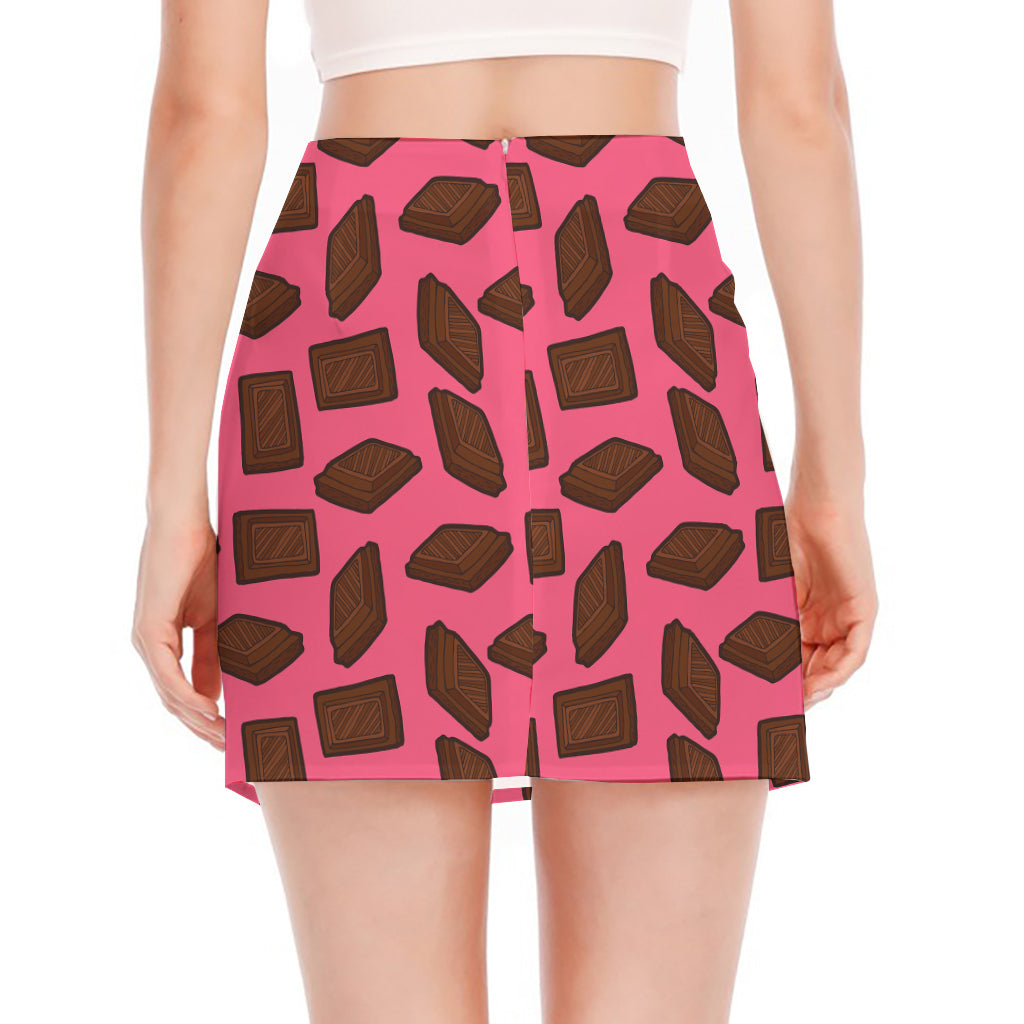 Pieces of Chocolate Pattern Print Side Slit Mini Skirt